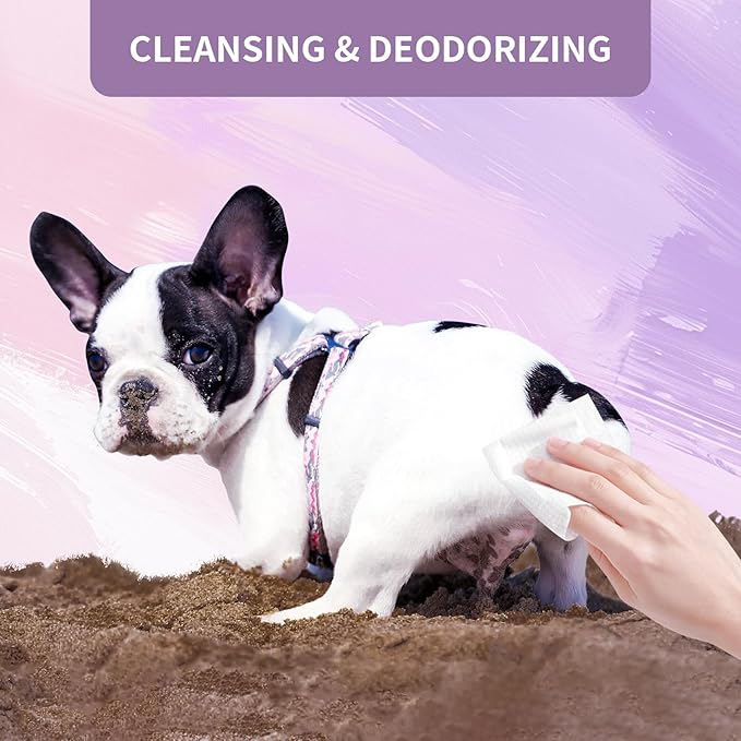 IMMHABI 400 Count Lick-Safe Dog Wipes, Lavender Plant-Based Hypoallergenic Dog Wipes for Paws, Butt, and Anal Gland Care, Cleansing & Deodorizing for Puppies