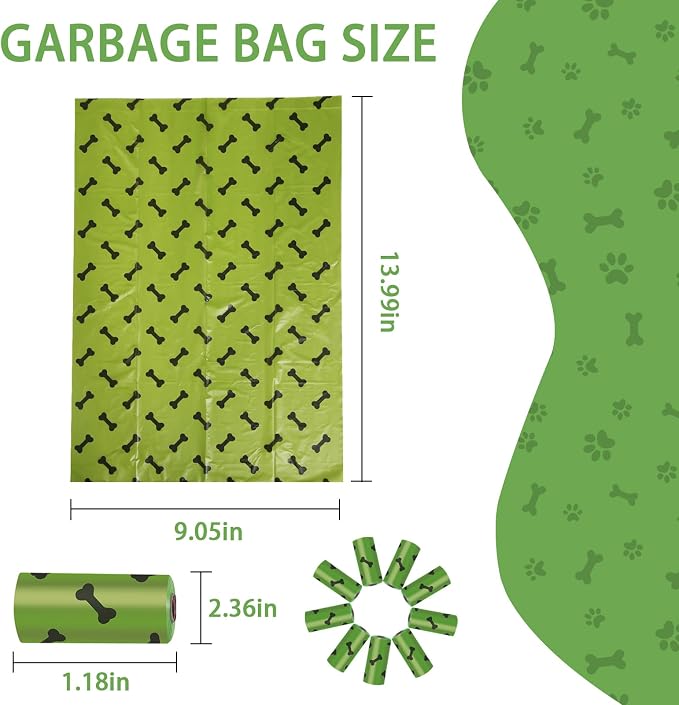 HZDHCLH Poop Bags for Dogs Leak Proof Extra Thick Dog Poop Bags, Green Bones 8 Rolls 9" x 13" Lavender Scented Pet Waste Bag, 120 Count
