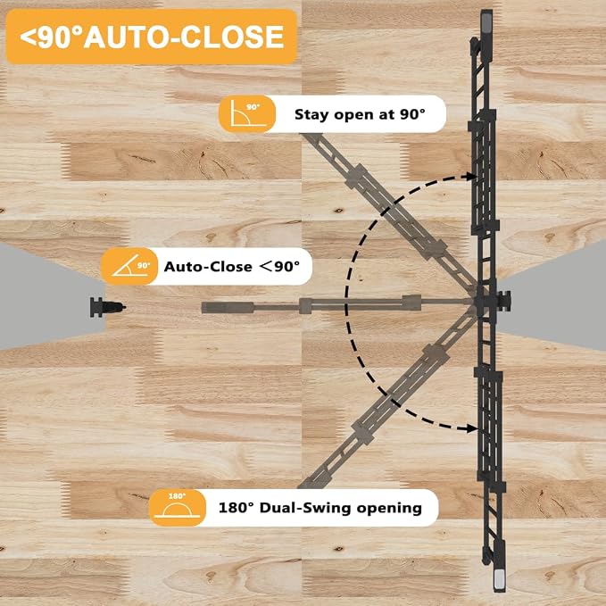 DEARBB 29.5-43.3" No Bottom Bar Baby Gate Large Walk Thru Door Auto Close Safety Wall Mount Metal Dog Gate Stairs House and Doorways Elders and Pets-Black (Black, 29.5-43.3" W x 29.5" H)