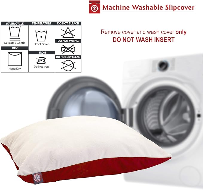 Majestic Pet Rectangle Medium Dog Bed Washable – Removable Slipcover Pet Bed – Dog Crate Bed Super Value Pillow Dog Bed – Dog Kennel Bed for Sleeping - Dog Bed Medium Breed 30 x 40 Inch – Red