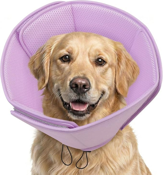 AOFITEE Soft Dog Cone, Adjustable Cones for Dogs After Surgery, Comfy Dog Cone Collar Alternative to Stop Licking, Elizabethan Recovery Collar for Large Dogs(Purple,Large)