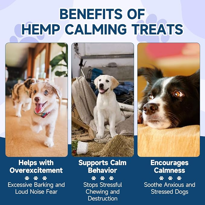 Woyamay Hemp Calming Chews for Dogs, 200 Treats Dog Calming Chews for Anxiety & Stress Relief, Anxiety Relief Treats for Dogs with Hemp Oil, Melatonin Dog Calm Treats for Stress|Sleep|Separation
