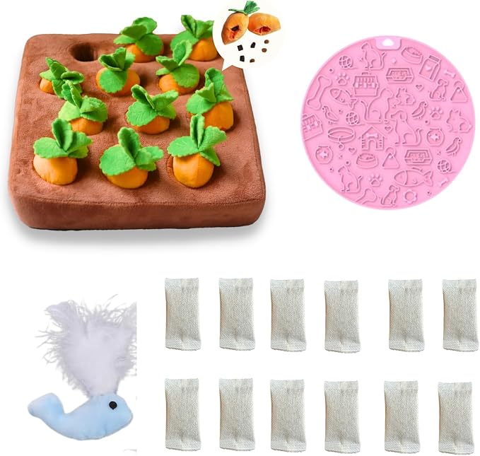 CECE PAW Carrot Treat Puzzle + Lick Mat + Catnip