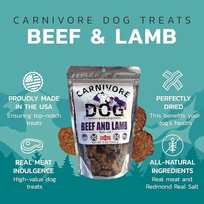 Carnivore Dog Treats, Human Grade, Grass-fed and Finished Beef and Lamb Made with Redmond Real Salt, No Additives - Healthy, Chewy, Training Snacks for All Breeds, Lamb Slider, Pack of 3