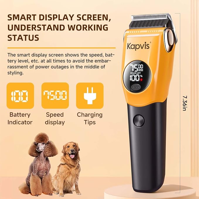 Dog Clippers for Grooming Thick Hair with LED Light,Cat Shaver,and Sheep Shears for Thick/Matted/Knotted/Fine/Curly Hair,Works with or Without Power Cord