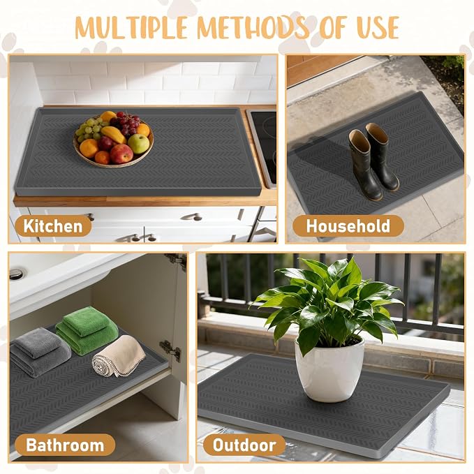 Kalolary Silicone Dog Food Mat, 55” x 16”Waterproof Pet Feeding Mat with High Raised Edge Avoid Spill Out,Dog Water Bowl Placemats for Indoor Easy to Clean