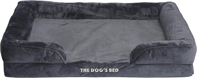 The Dog’s Bed Orthopedic Bolster Dog Bed Replacement Outer Cover - for CertiPUR-Certified Foam Beds, Flannel Fabric, Grey, XL