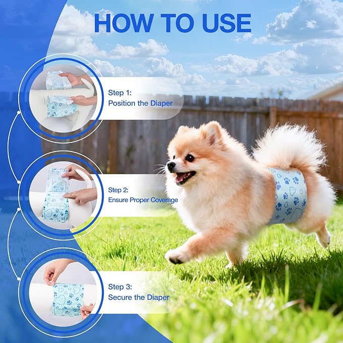 Male Dog Diapers with Wetness Indicator, Disposable Belly Band for Puppy Male Diapers, Doggie Wraps for Puppy Training, Incontinence (S, 26 Count)