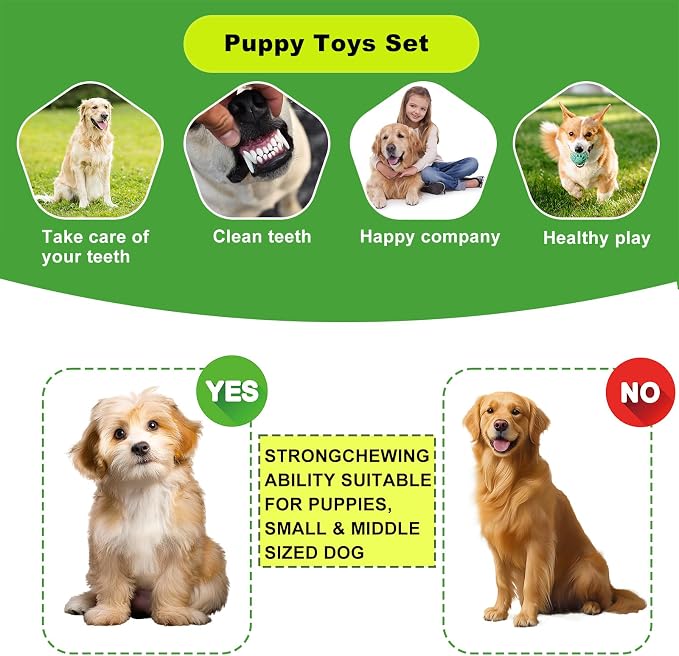 Dog Toy Set, 24 Pack Puppy Teething and Rope Chew Toys with Storage Box, for Small and Medium Dogs