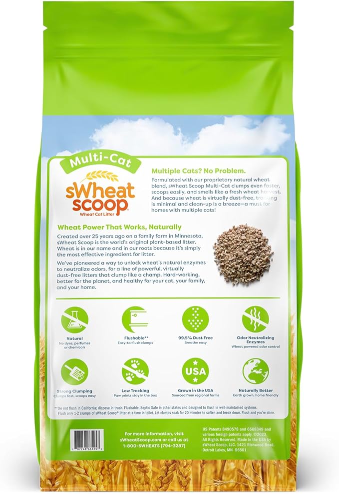 sWheat Scoop Natural Wheat Multi-Cat Litter 25 Pound Bag and Vital Essentials 0.5 oz Freeze-Dried Raw Cat Treats Minnows