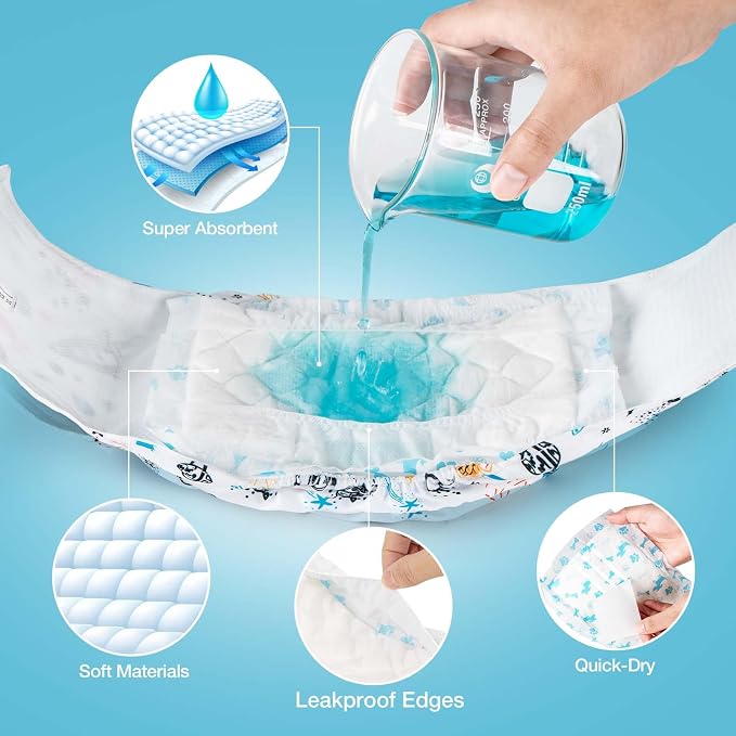 Pet Soft Dog Diaper Liners - Disposable Dog Diaper Booster Pads for Male & Female Dogs fit Most Dog Wraps and Belly Bands Up-Graded (Blue, L-50ct)