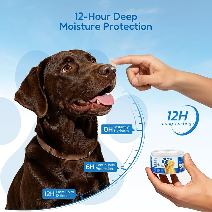 Lick Safe Dog Paw & Nose Balm - All Natural Moisturizing Wax with Coconut Oil & Shea Butter, Soothes Dry Cracked Paws & Snout, Heat & Cold Pavement Protection, 4.23 Oz Nose Butter