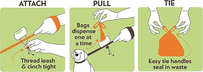 Neater Pet Brands Neater Bags Dog Waste Bag, No Rolls - Dog Poop Bags Dispense One at a Time, Doggie Poop Bag with Easy-Tie Handles, Dispenser Attaches to Any Leash (210 Count, Black Diamond Print)