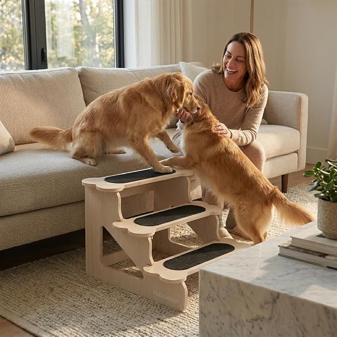 Wooden Non Slip Dog Stairs for Pet 22⅞" D x 17½" W x 16½" H