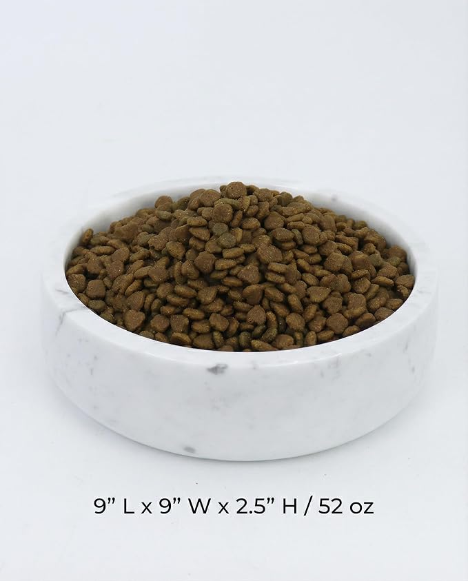 OOBOOB Natural Marble Dog Bowls, Heavy Non-Slip Dog Food Bowl & Dog Water Bowl for Dogs and Cats, Minimalist Design with Unique Natural Veining, Premium Pet Feeding Bowl