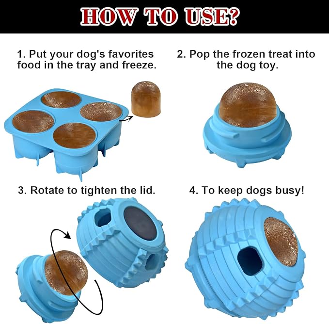 XHX Long-Lasting Interactive Dog Toy to Keep Your Pup Busy and Distracted - Safe for Dogs - Low-Mess Design - Dog Toys for Medium and Large Dogs 25-75 lbs(Blue, Medium)