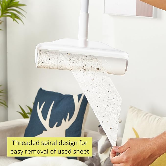 True & Tidy 2pc Lint Roller Refill Set for StickyPro XL Lint Roller, 90-pc per Sheet, Total 180 Sheets, Effectively Removes Pet Hair and Other Debris, Threaded Spiral Design, Extra Wide 9.5 inches