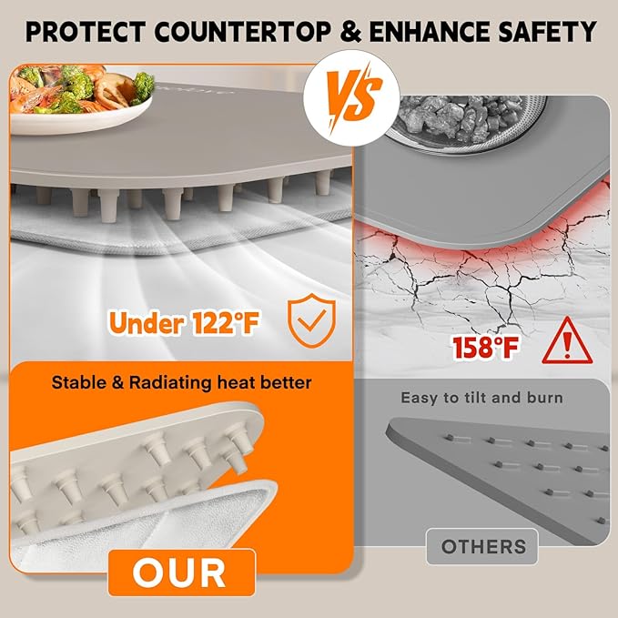 Homelove Warming Mat for Food - Electric Warming Tray with 7-Level Temperature and 6-Level Hours Setting, Full Surface Heating, Waterproof Dishwasher-Friendly Food Warmer for Parties, Kitchen (Khaki)