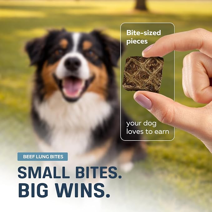 Big Lu – High-Protein Training Dog Treats, 8 oz, 100% Natural Single-Ingredient Beef Lung Bites, Rich in Glucosamine & Chondroitin for Joint Health,