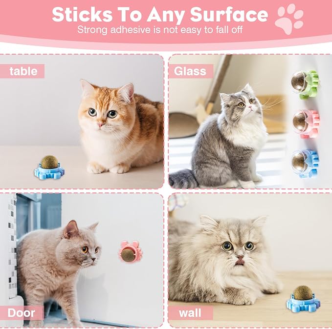 Catnip Balls for Cats Wall, Ball Rollerball, Avocado, Cat Nips Organic Ball, Mint Avocado, Supercle Catnip, Magic Cat Balls Stick On Wall Toy 4 Pack