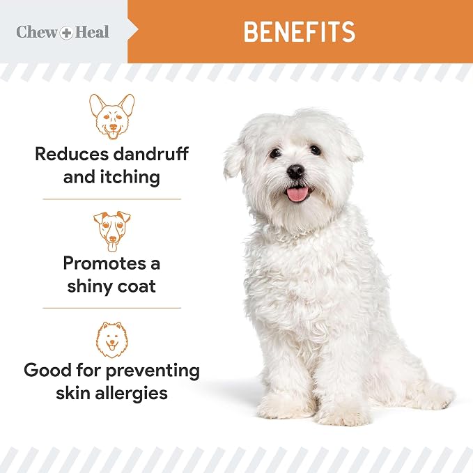 Omega 3 Fish Oil for Dogs Small Breeds & Puppies - 180 Mini Softgels - Dog Skin & Coat Supplement 300mg Wild Caught Salmon Oil - Shedding, Itch Relief, Hot Spots, Allergies - EPA and DHA - Chew + Heal