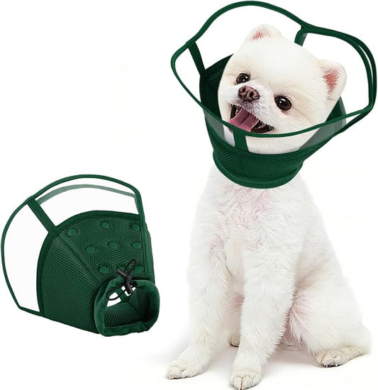 Kuoser Small Dog Cone Collar After Surgery, Soft Cone for Dogs to Stop Licking, Breathable Pet Recovery Collar Comfortable Elizabethan Collars, Adjustable Protective Dog Cones for Small Dogs, Green S