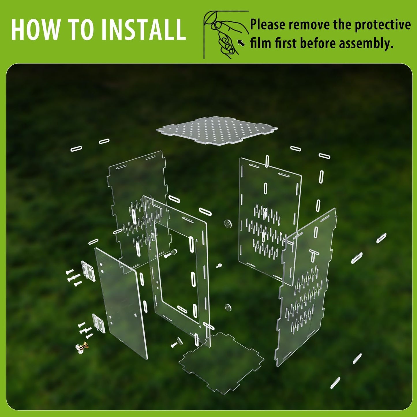 Jumping Spider Enclosure, Large Acrylic Praying Mantis Habitat, 10"*6"*6" Ventilated Insect Terrarium Cage with Front Opening Door for Small Retiles - Arboreal Tarantula, Snails, Bug, Lizard