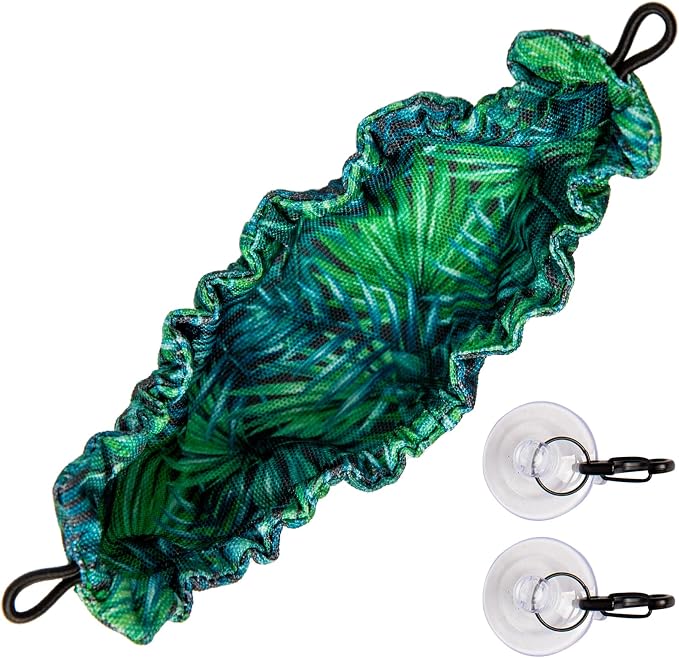 Crested Gecko Tank Accessories, Reptile Hammock, and Lizard Hammock (100% Polyester, 7.5 inches x 2 inches, one Suction Cups) Accessories Hide, Tie Dye, Blue Dots, Green Leaf, Gold Leaf