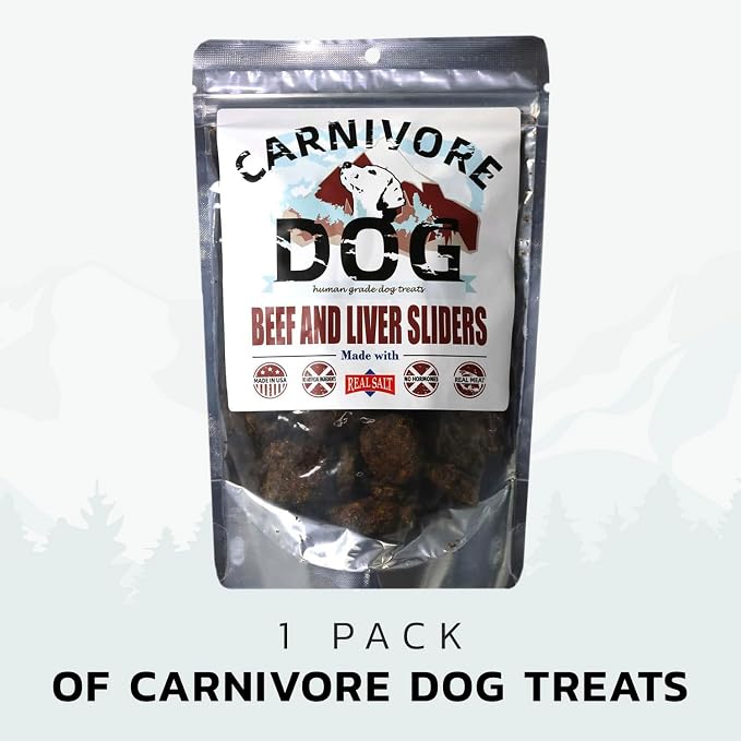 Carnivore Dog Treats, Human Grade, Grass-fed and Finished Beef Made with Redmond Real Salt, No Additives - Healthy, Chewy, Training Snacks or Treats for All Breeds, Beef Liver Slider, Pack of 3