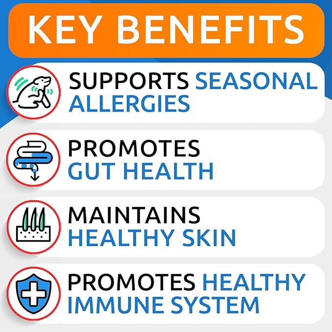 BARK&SPARK Dog Allergy Relief Soft Chews for Skin Health & Seasonal Allergies - Anti-Itch Supplement w/Omega-3, Quercetin & Bromelain Immune Treats for Dry Skin & Hot Spots - Peanut Butter - 180ct
