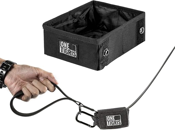 OneTigris Waste Bag + Military Pet Bowl Collapsible 70 oz Treat Food & Water Holder for Small to Medium Puppy Dog