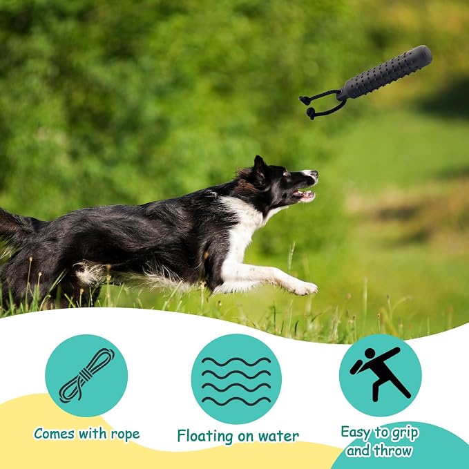 Blueweenly 6 Pcs Dog Bumper Toy for Water Retrieving Plastic Puppy Training Dummy Dog Float Toy Lightweight for Float on The Water Pool Outdoor Training Hunting Fetching (Black,White)