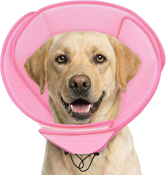 AOFITEE Soft Dog Cone Collar Anti-Licking, Dog Cone Alternative After Surgery, Elizabethan Cones for Large Dogs Post-Surgery, Neuter Recovery Pet Dogs E-Collar(Pink,X-Large)