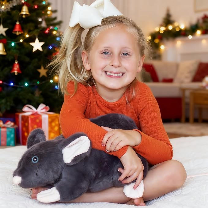 Tezituor 5Pcs Rat Stuffed Animal Set, 24 Inches Large Stuffed Mommy Rat with 4 Baby Rats Inside, Realistic Mouse Family Plush Toy for Kids Christmas Halloween Decoration
