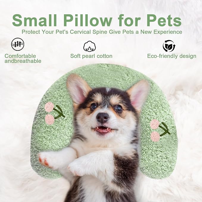 ucho Dog Puppy Pet Pillow Cuddle Toy for Sleeping, Soothing Plush Soft Toy, Dog Calming Pillow Old Joint Relief, Puppy Stuffed Animal Toys U Shaped Neck Pillow (Small, Cherry)