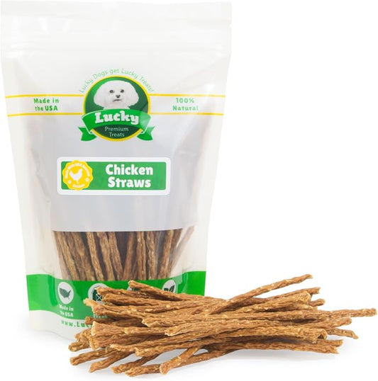 Chicken Jerky Straws Dog Treats – Chicken Sticks for Dogs Made and Sourced in The USA – Natural Single Ingredient Dehydrated Crunchy Treats for All Breeds – 7oz Bag