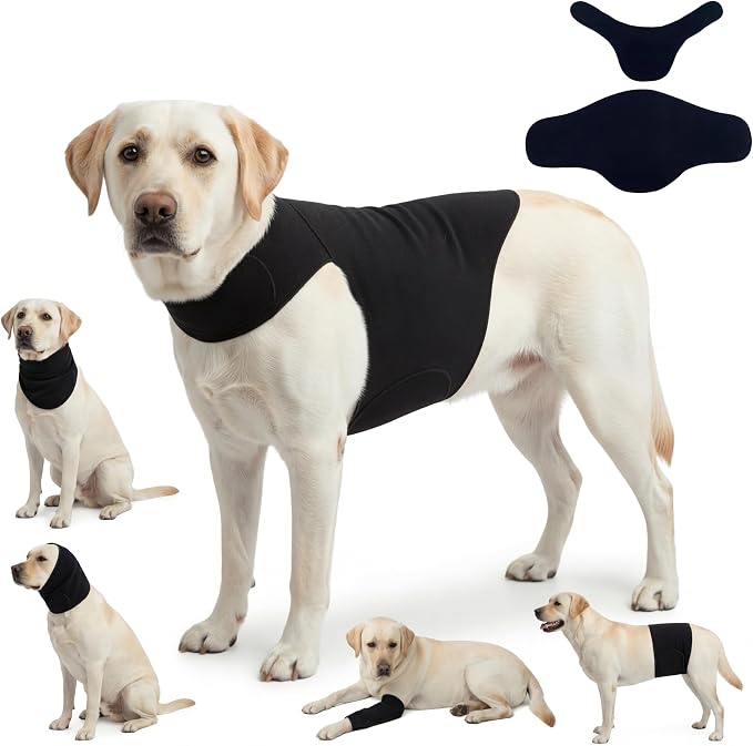 DAJIDALI® Dog & Cat Anxiety Vest & Spay Recovery Suit – Silent Adjustable Calming Wrap for Surgery & Thunderstorms – 2-Piece Cone & Recovery Onesie Alternative