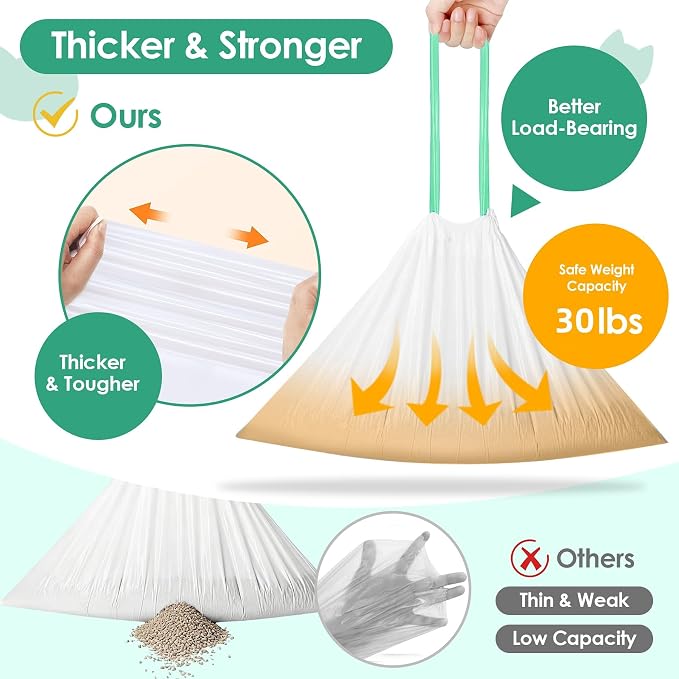 Thickened Automatic Cat Litter Box Liner Bag, 40 Count 26"×16", Extra Thick Leakproof, Tear-Resistant, Heavy Duty Enhanced Load-Bearing Strength, Fit for Litter Robot 3&4 Cat Litter Bags