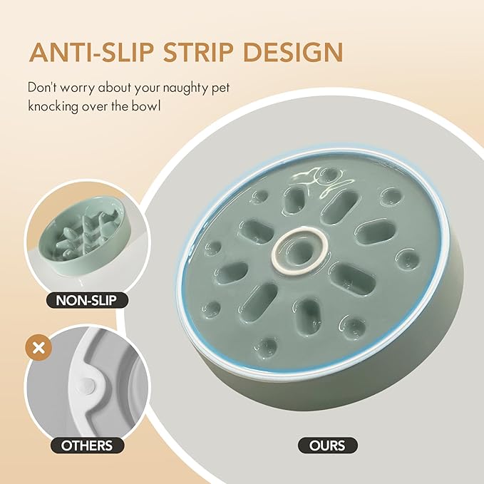 Havniva Ceramic Slow Feeder Dog Bowls, 0.9 Cups Dog Bowl Slow Feeding for Small Breed, 6.1inch Puzzle Dog Food Bowl Slow Feeder Non-Slip Anti-Gulping and Anti-Choking Reduces Bloating