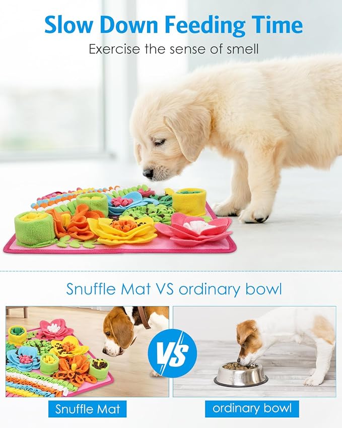 AMIR Snuffle Mat for Dogs, Interactive Feeding Puzzle Toy, Promotes Natural Foraging and Slow Eating, Reduces Stress and Enhances Training, 15-inch Dog Snuffle Mat