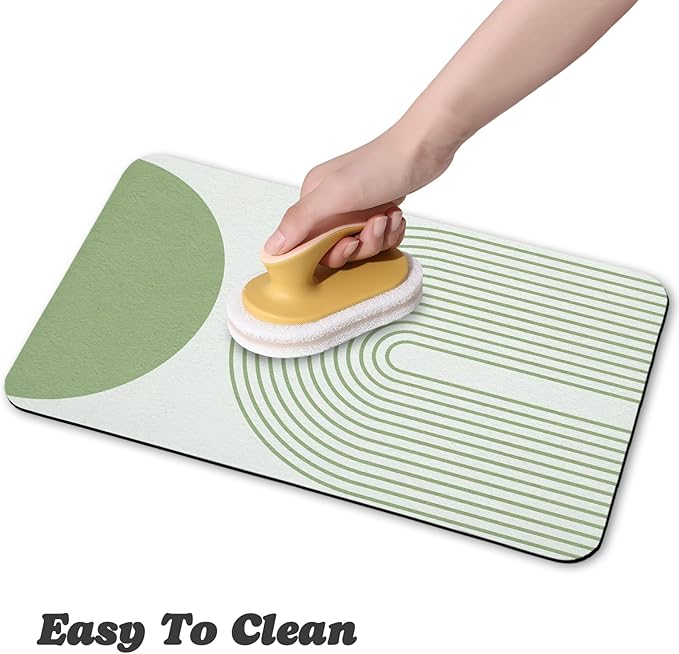 Dog Food Mats,Cat Absorbent Water Bowl Feeding Mats Pet Placemats for Food and Water Green Bohemia 12 * 20 inch