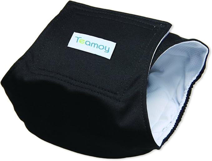 Teamoy 3 Pack Male Dog Diaper Wrap, Washable Puppy Belly Bands, Super-Absorbent and Comfortable(M,13"-16" Waist,Black)