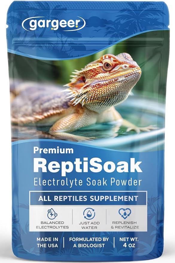 Gargeer Premium ReptiSoak Electrolytes SOAK for Reptiles | Hydration & Recovery Bath Powder for Bearded Dragons, Geckos, Lizards, Tortoises | Electrolyte Reptile Supplement | Made in USA. Enjoy!