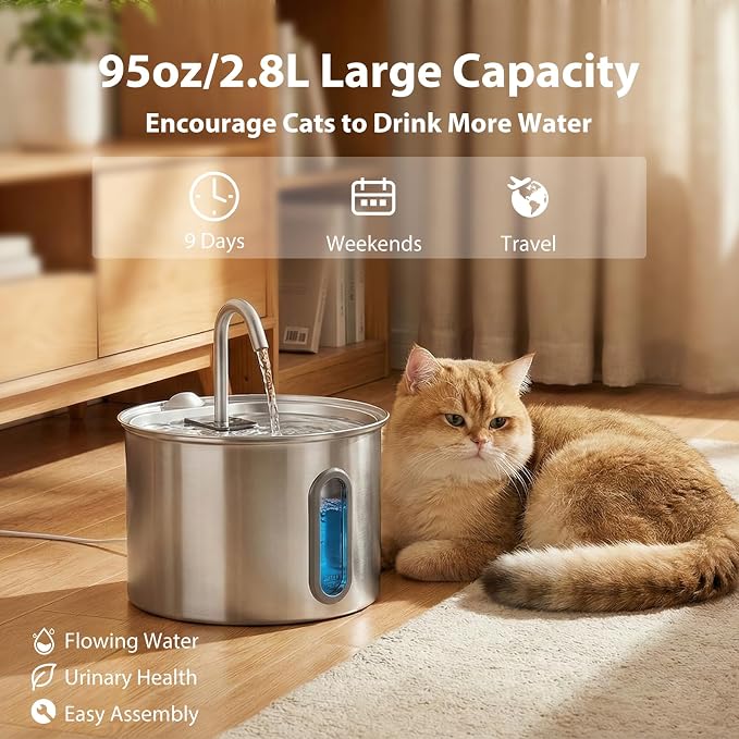 Cat Water Fountain Filter, Multi-Stage Filtration Replacement Filters (12 Filters+12 Sponges+2 Brushes)