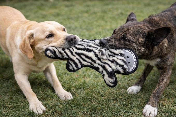 Jalousie 5 Pack Ultra Tough No Stuffing Squeaky Dog Toys for Large Dogs No Mess Interactive Durable Plush Chew Toy Indestructible Dog 6 Layers (5 Pack Strong Plushy Animal Pattern, Small to Medium)