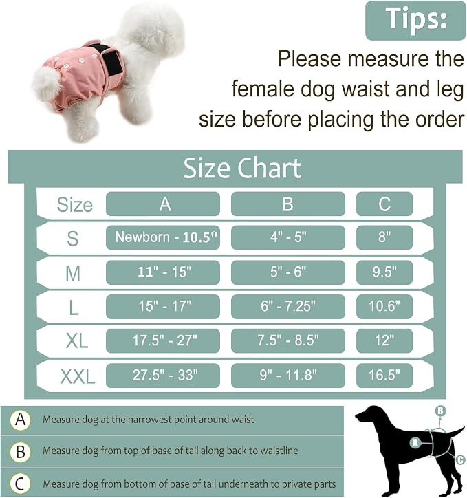 Washable Female Dog Diapers - Premium Reusable Diapers for Doggie in Heat - Highly Absorbent Dog Diapers Female for Pet Incontinence with Adjustable Snaps (Pink, XXL)