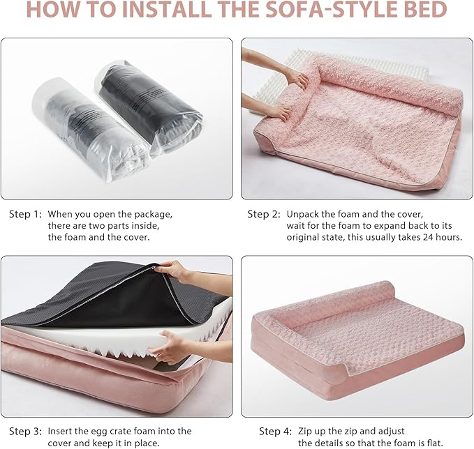 BFPETHOME Orthopedic Dog Beds for Large Dogs-Waterproof Sofa Dog Bed with Removable Washable Cover, Big Pet Bed with Waterproof Lining and Nonskid Bottom,Pet Bed for Large Dogs