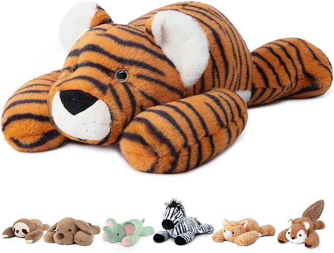 Niuniu Daddy 20" 3.3 lb Weighted Tiger Stuffed Animal for Adults Kids, Giant Large Soft Body Pillow Plush Toy for Sleeping Huggable, Gift for Everyday Comfort