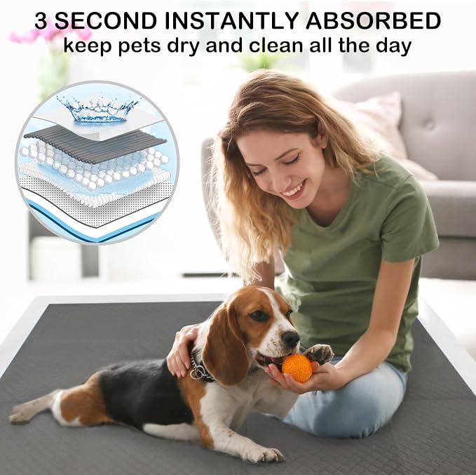 Extra Large 31"x47" 40 Pcs Odor-Control Super Absorbency Charcoal Pee Pads for Dogs & Cats - Leak-Proof Thicken Disposable Potty Pads