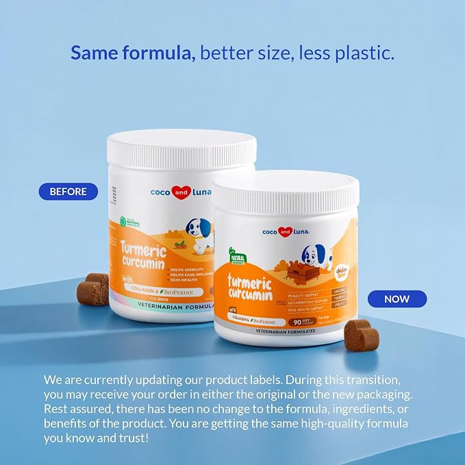 Turmeric for Dogs 90 Soft Chews - Joint, Anti-Inflammatory & Collagen | Turmeric with Curcumin, BioPerine, Collagen & Fish Oil. Supports joint health & eases inflammation and promotes mobility.